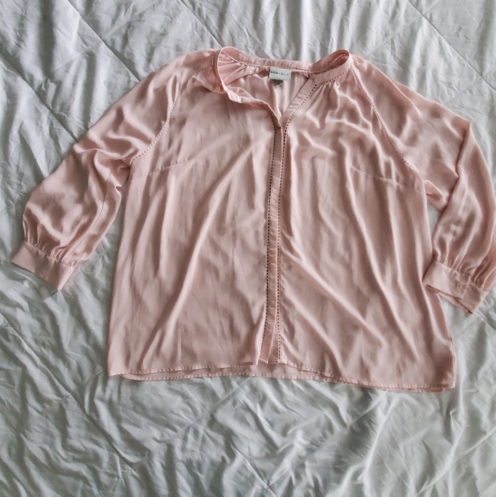 Ava & Viv Pink Blouse with Long Sleeves